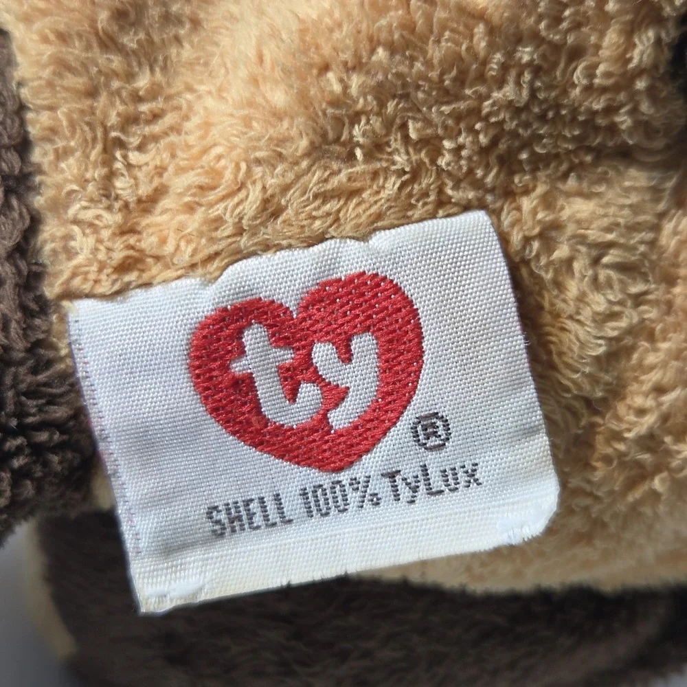 Ty Pluffies WHIFFER The DOG Plush Baby Lovey Stuffed Toy 2002 Brown Tan White